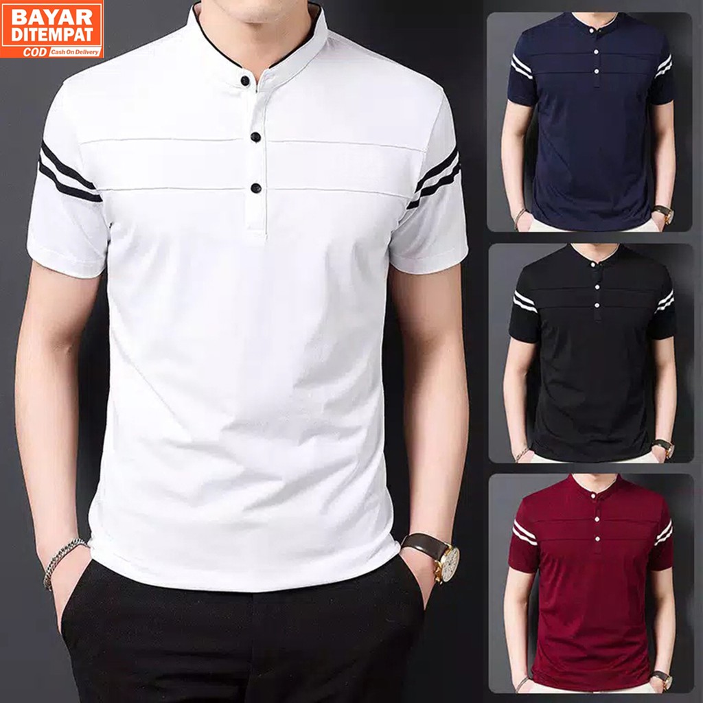  Kaos  Pria Lengan Pendek Zayn Polo  Shirt Kerah  Mandarin 