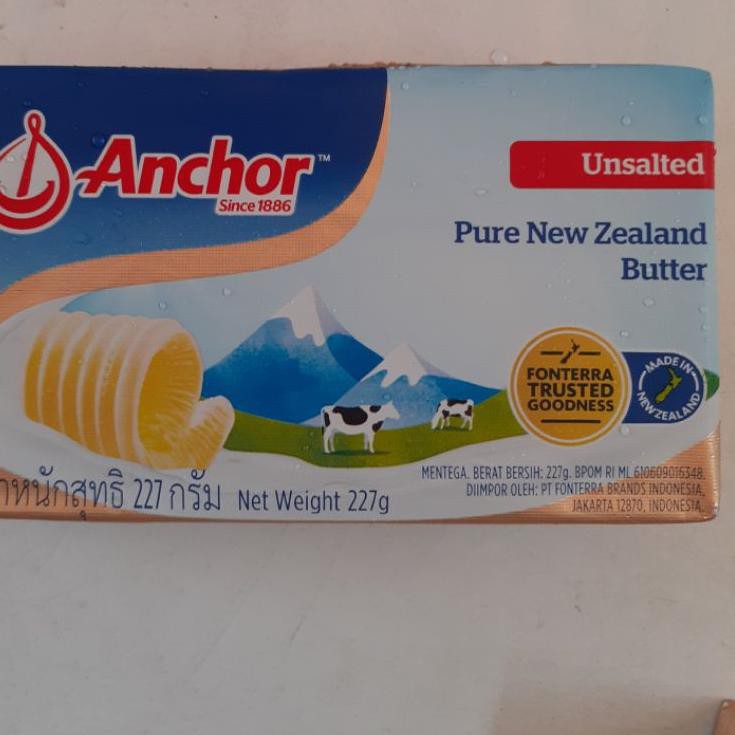 

(Terbaik) anchor unsalted butter 227 gram. butter unsalted exp 04 2022