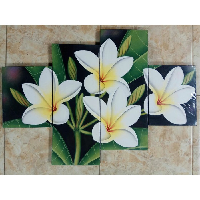 Lukisan Panel Bunga Kamboja Putih Bali Shopee Indonesia