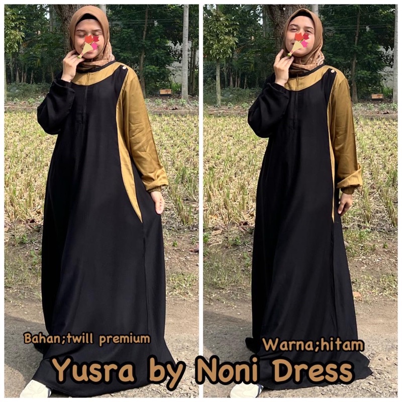 Daster Arab Noni YUSRA Maxi Dress Premium Gamis Twill Syar'i