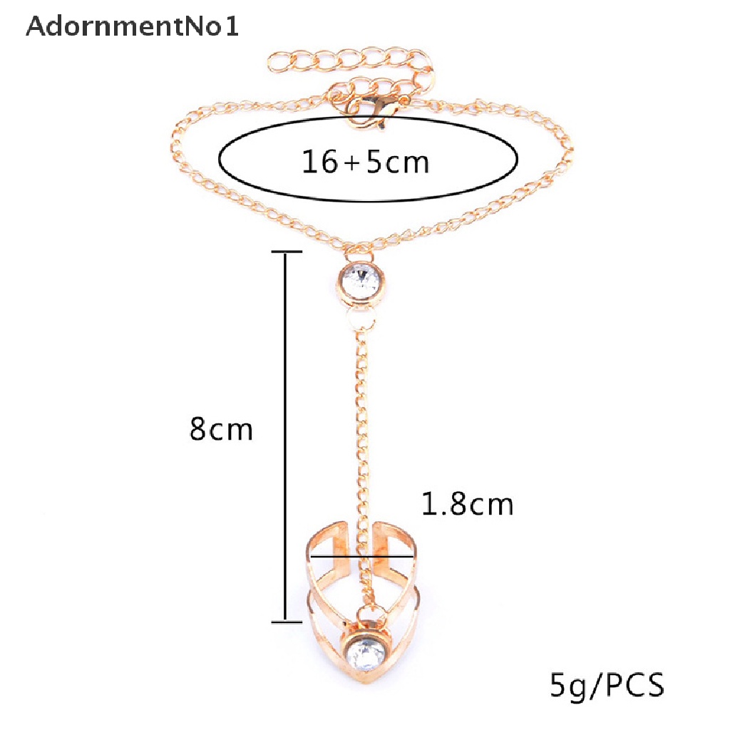 (AdornmentNo1) Gelang Tangan Rantai Aksen Kristal Warna Gold Untuk Perhiasan Wanita