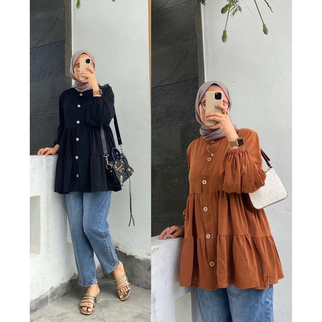 Kemeja Kringkle Airflow / Kemeja Wanita Casual / Dealova Blouse Crinkle Airflow / Kemeja  Blouse Crinkle Uragiri