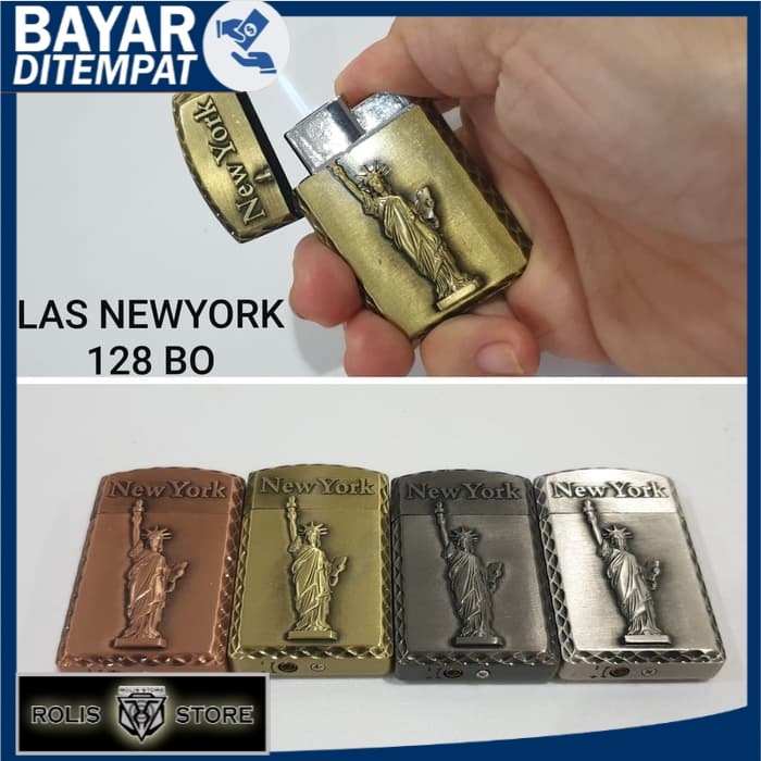 KOREK API GAS 128 BO NEW YORK MANCIS LAS LIGHTER UNIK - Rosegold