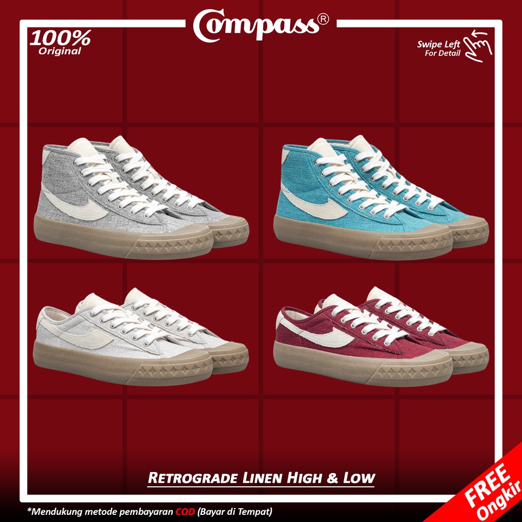 Sepatu Compass Retrograde Linen High & Low Ash / Ocean / Sand / Dusk