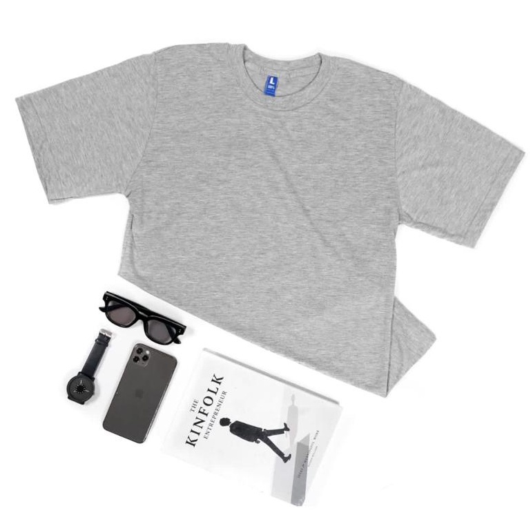 KAOS POLOS LENGAN PENDEK COTTON COMBED 30S-ABU MISTY