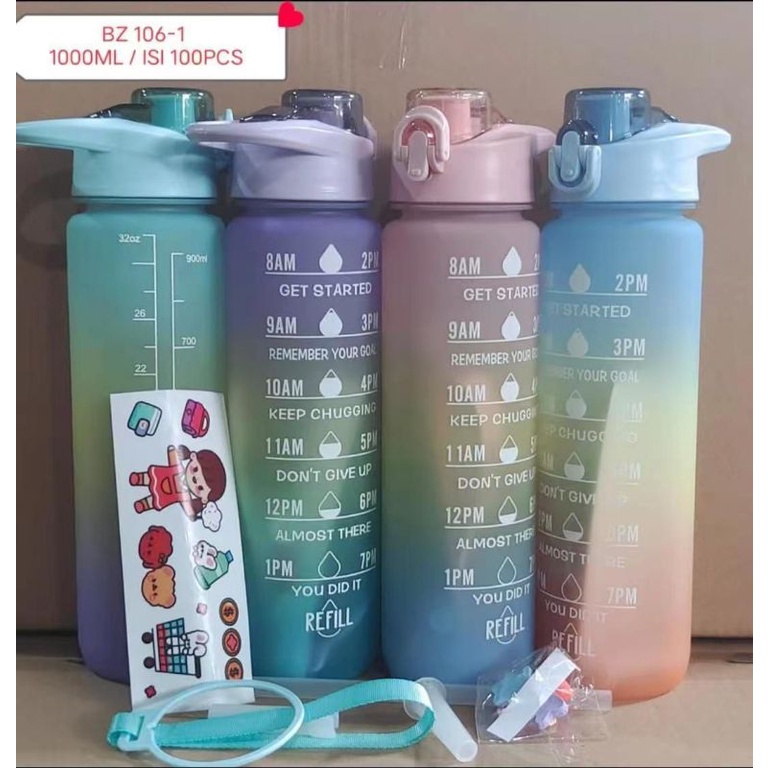 [COD] Botol Minum VIRAL Gradasi ORIGINAL TEBAL / Botol Gradasi Tritan Full Pastel 1.1L Free Packing Bubble Wrap