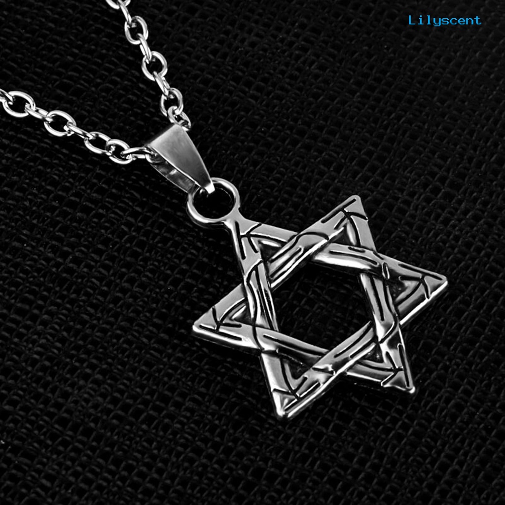 Kalung Rantai Liontin Hexagram Gaya Hip Hop Untuk Unisex