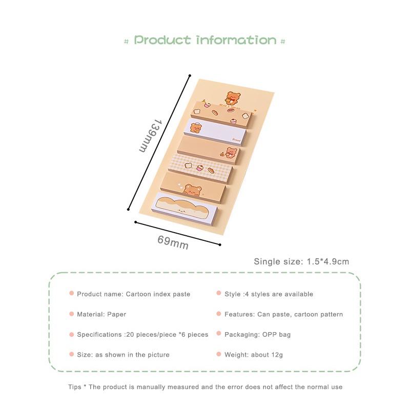 COD❤️Sticky Notes 6 Baris Karakter Lucu 120 Sheets Office Cute Note Gadis Kartun Menempel Pada Indeks Siswa Dengan Petunjuk Untuk Catatan Kreatif