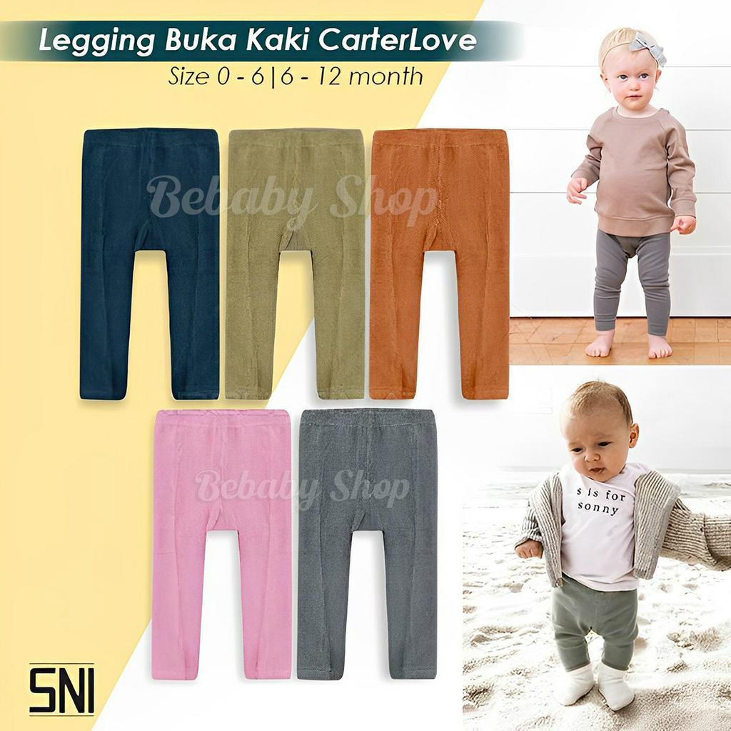 1pc Legging Bayi Buka Kaki Carterlove Cotton Rich Polos 0-6 &amp; 6-12 Bulan