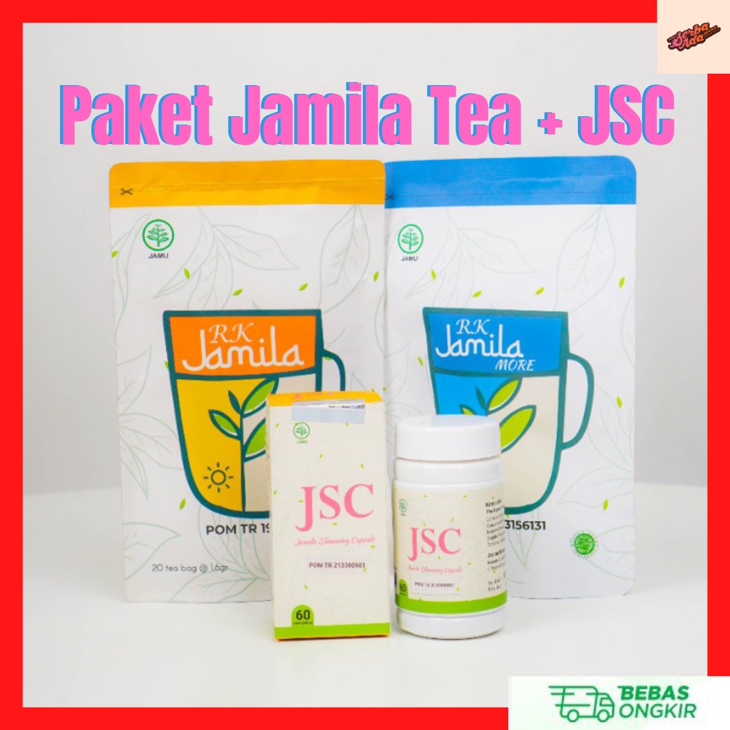 Paket Teh Jamila Tea Dan JSC Jamila Sliming Capsule Pelangsing Badan Herbal Aman Untuk Busui Sudah B