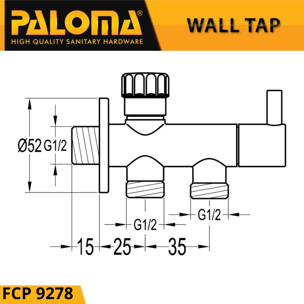 PALOMA FCP 9278 Keran Stop Cabang WC Jet Shower Kran Air BLACK HITAM