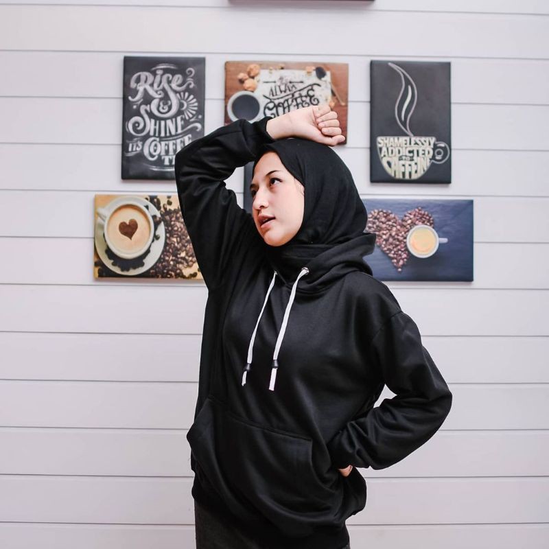 Jaket Sweater Hoodie Wanita Oversize Outerwear Pakaian Sweatshirt Korean Style Hudie Cewek NATURAL-4