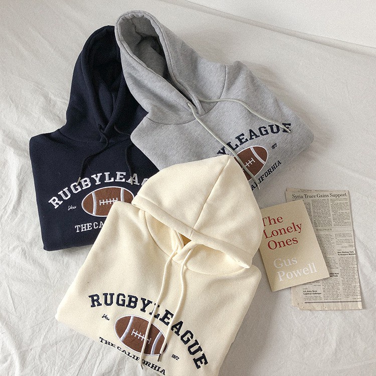 IvannaCollection Sweater Hoodie Wanita Oversize Tebal Jaket Hodie Couple Pasangan Rugby