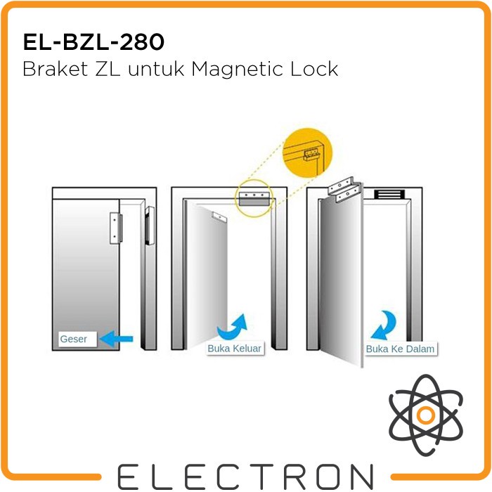 EL-BZL-280 Bracket ZL 280kg Magnetic Door Lock Access Control 280 kg Braket Pintu