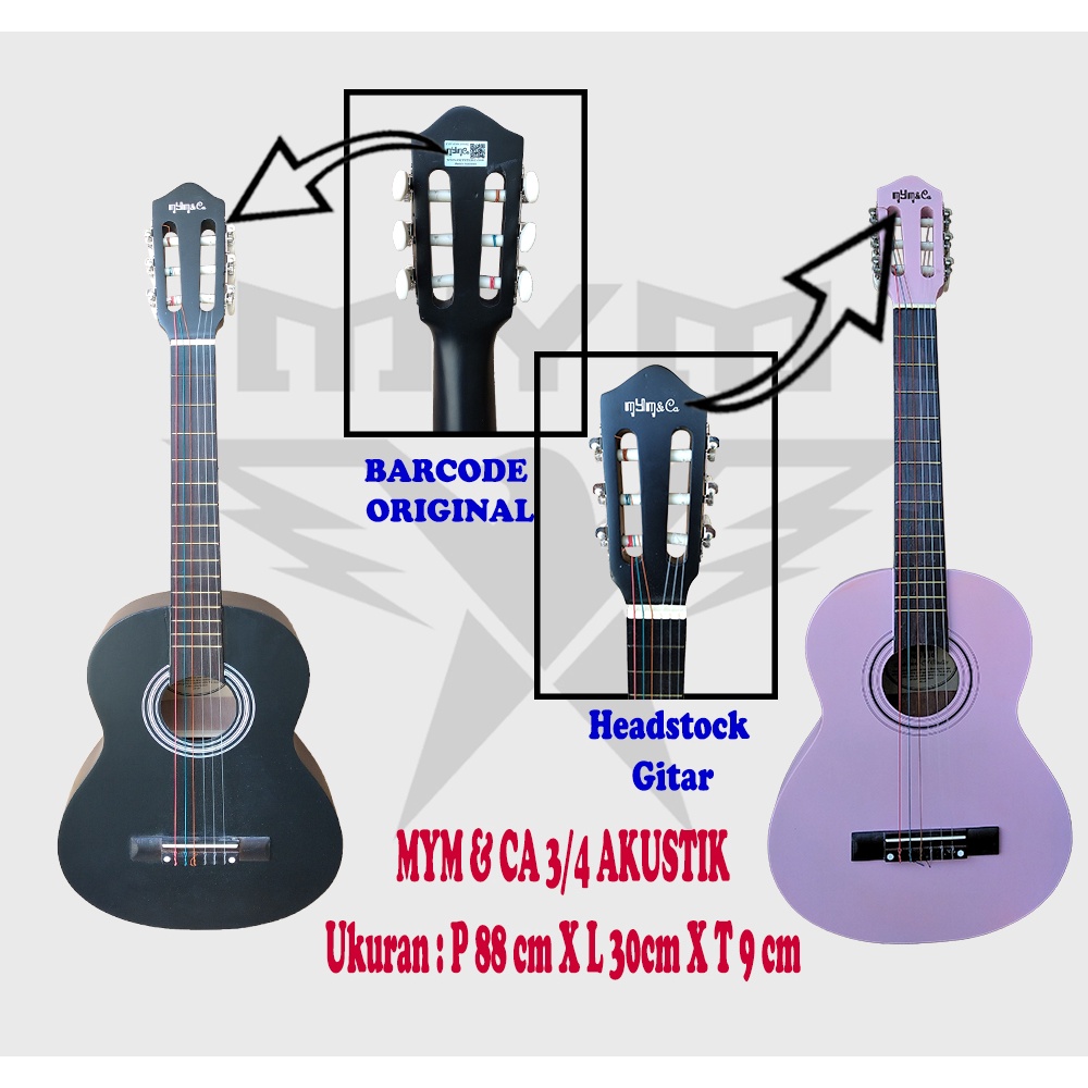 Gitar Akustik 3/4 Merk Mym&amp;Ca Original Bergaransi Free Packing kayu