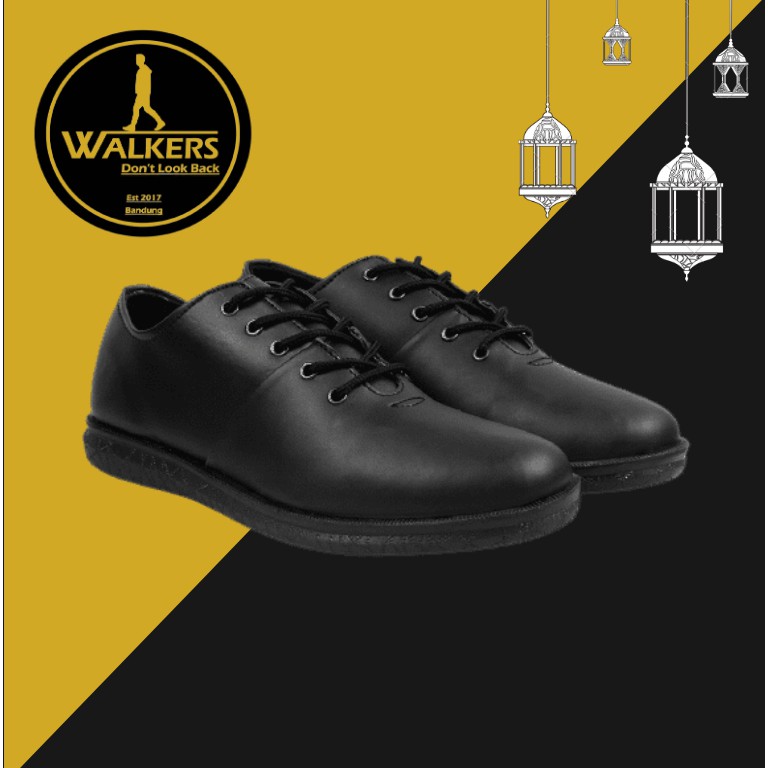 Sepatu Formal Kerja Pria Walkers New Venom Hitam Casual Kantor Bertali