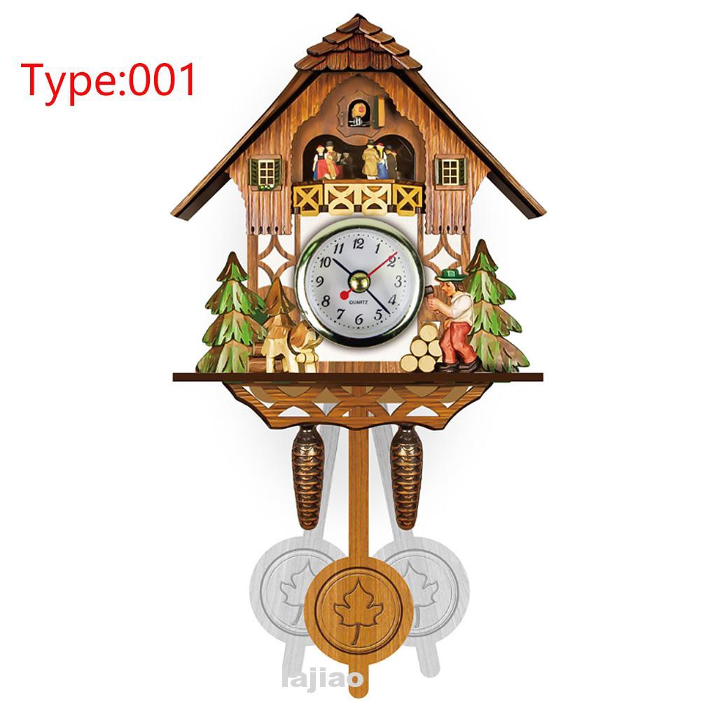 Wall Clock Hanging Cuckoo Wood Decorative Bird Pendulum Home Vintage Living Room Shopee Indonesia