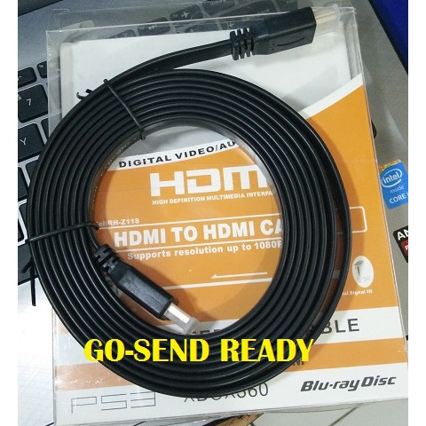 Kabel HDMI To HDMI Flat 3 Meter Ver 1.4 Gold Plated