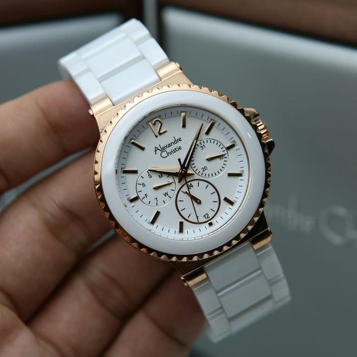 Jam Tangan Wanita Alexandre Christie AC2337 AC 2337 Rosegold White Original