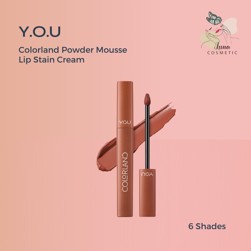 YOU Colorland Powder Mousse Lip Stain Cream | Lip Matte Lipstick Makeup Melembapkan Tahan Lama Pigmented