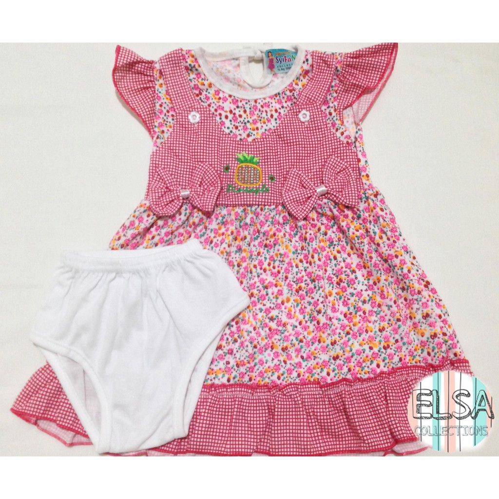 SF 2C1 - Baju Bayi / Setelan Bayi / Dress Bayi Anak Perempuan Umur 3-15 Bulan Motif Bunga Nanas Baby