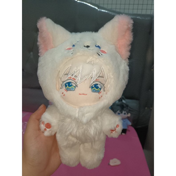 bookedReady Stok gojo satoru doll 20 cm white fox jujutsu kaisen gojo satoru doll official plushie p
