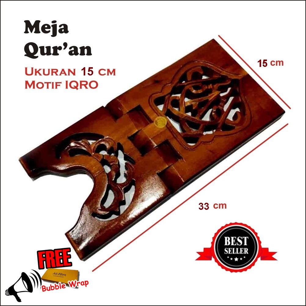 Rekal Al Quran Motif Kaligrafi Size 15 Cm Jati Campuran Tatakan Dudukan Lekar Alquran