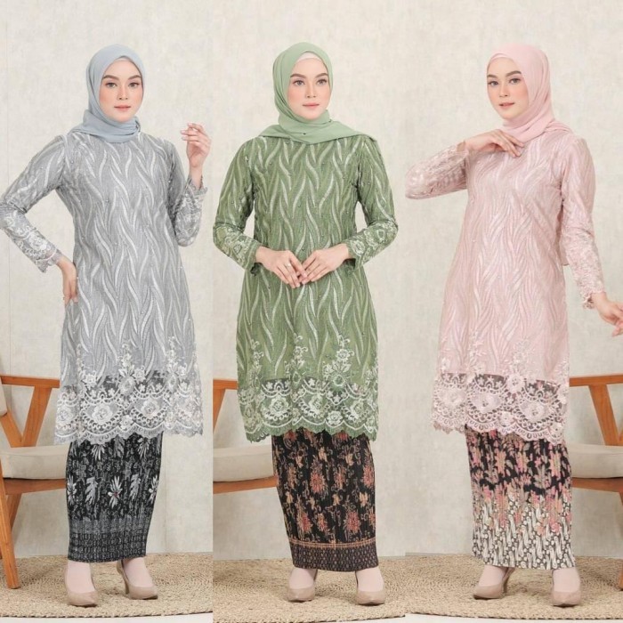 Setelan Kebaya Modern Tunik Bordir Selaras / Kebaya Wisuda Aneka Warna/KEBAYA TILE/TUNIK TILE