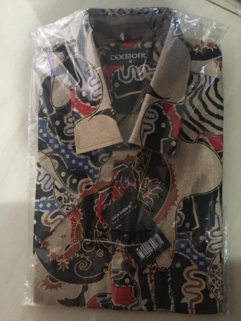 Kemeja Batik Pria Lengan Pendek Bs49 Katun Motif Modern Dixmont Semi Slimfit Premium