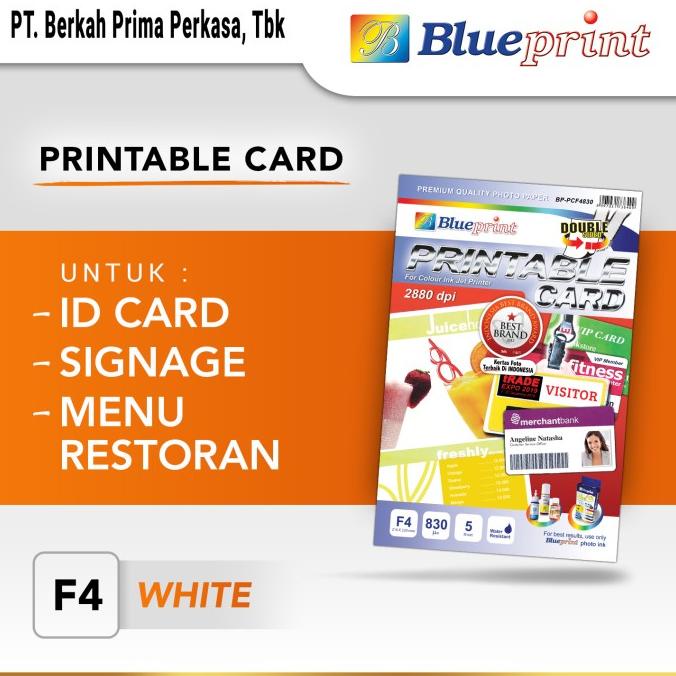 

READY COD Printable Card White, / Bahan Cetak ID Card White BLUEPRINT - F4 BERGARANSI Kode 516
