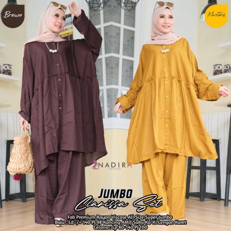 Jumbo Set Rayon Viscose Setelan Wanita Jumbo One Set Daily XXXXL Setcel Panjang Rayon Polos
