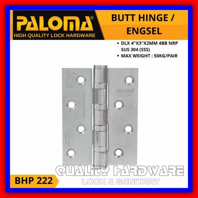 Engsel Pintu Jendela Paloma QHBHP 222 - 4" inch Engsel Jendela Stainless SUS 304 - SSS Berkualitas