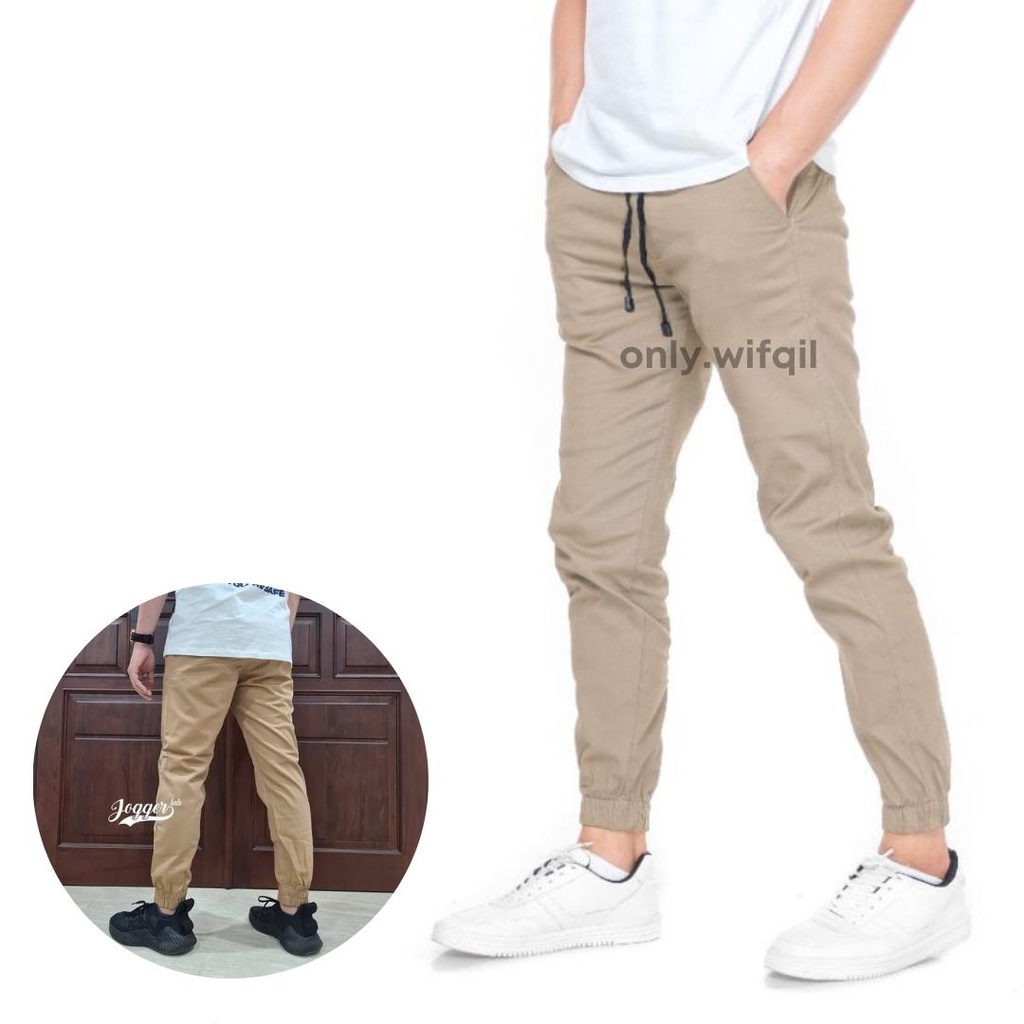[Coklat] Celana Panjang Jogger Chinos Pria Wanita (Unisex) Premium Terbaru