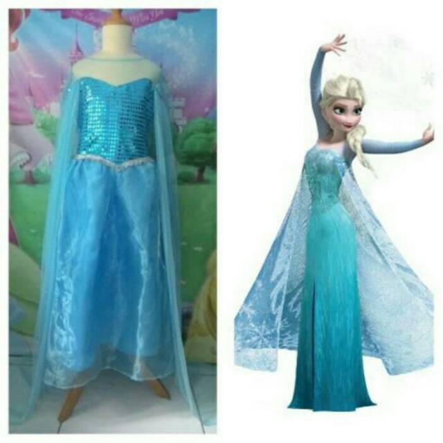 2 12 thn Baju Gaun Dress Anak kostum elsa frozen 