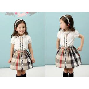 Setelan fashion baju kemeja + rok motif burberry