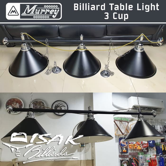 IB212 Lampu Meja Billiard 3 Kap Black Pool Table Light 3 Cup Biliar
