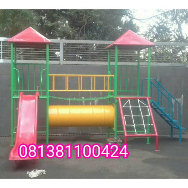 Outdoor outbond playground anak mainan anak set perosotan besi anti karat galvanis free ongkir jkt