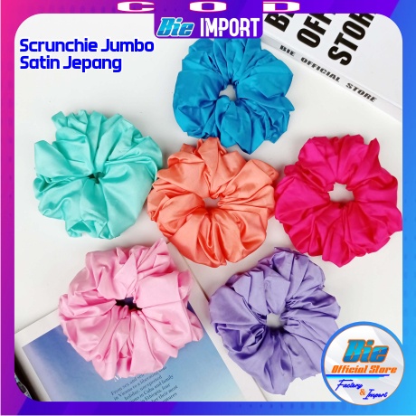 Scrunchie Satin Silk Jepang Size Jumbo / Ikat Rambut Satin Jepang