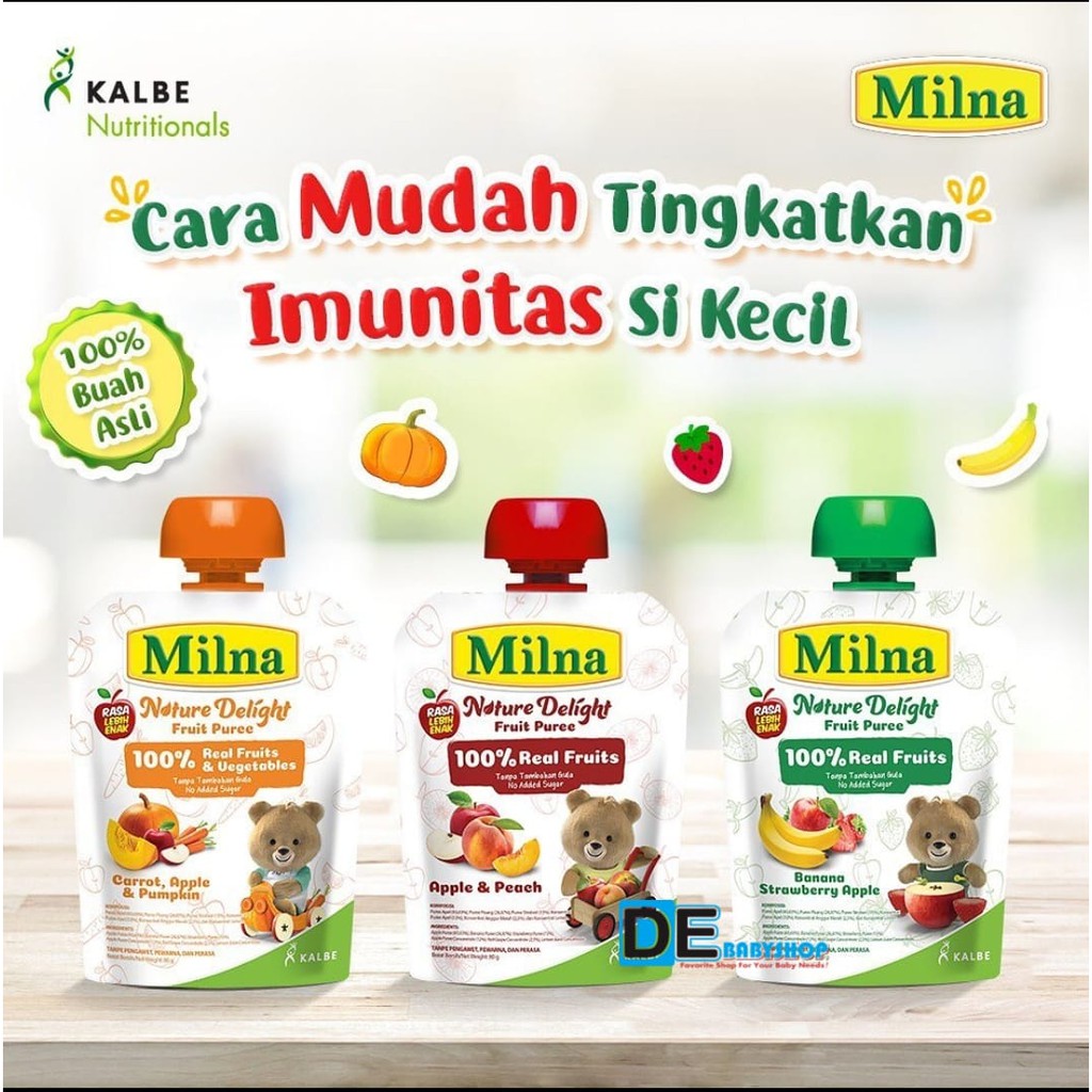 Milna Nature Delight Fruit Pure 80g / Sari buah makanan bayi / Mpasi bayi 1 tahun+