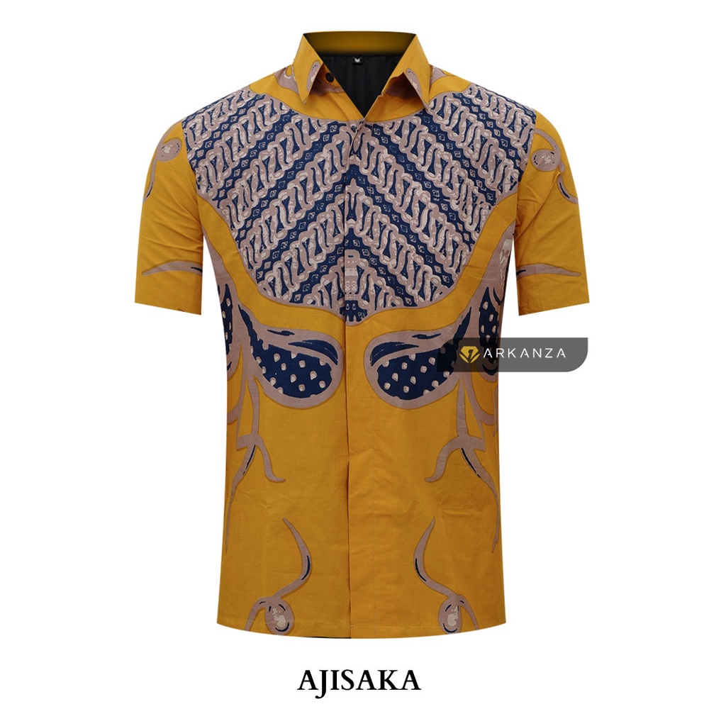 AJISAKA Hem Atasan Kemeja Baju Batik Pria Cowok Produsen Slimfit Memakai Furing Lengan Panjang Lengan Pendek Original Asli Batik Arkanza