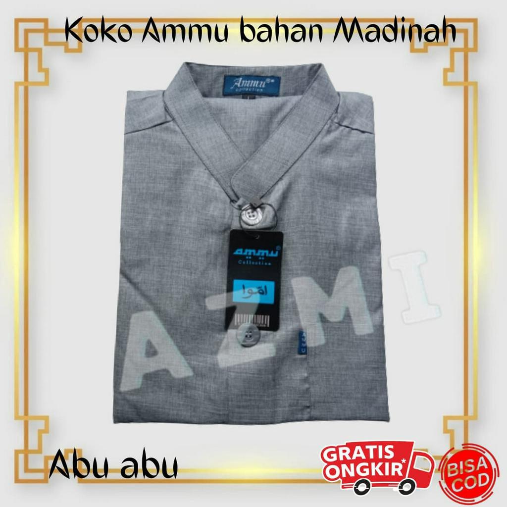 Terbaru Baju Koko Ammu Bahan Madinah Abu abu Premium Class Limited Edition