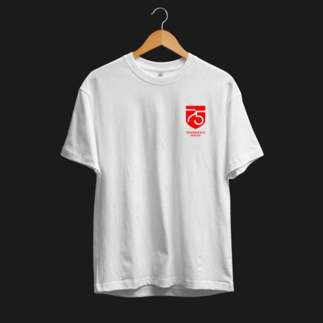 KAOS HUT INDONESIA 75 INDONESIA MAJU LOGO KECIL MERDEKA KATUN COMBED 30S 17 AGUSTUS baju tshirt