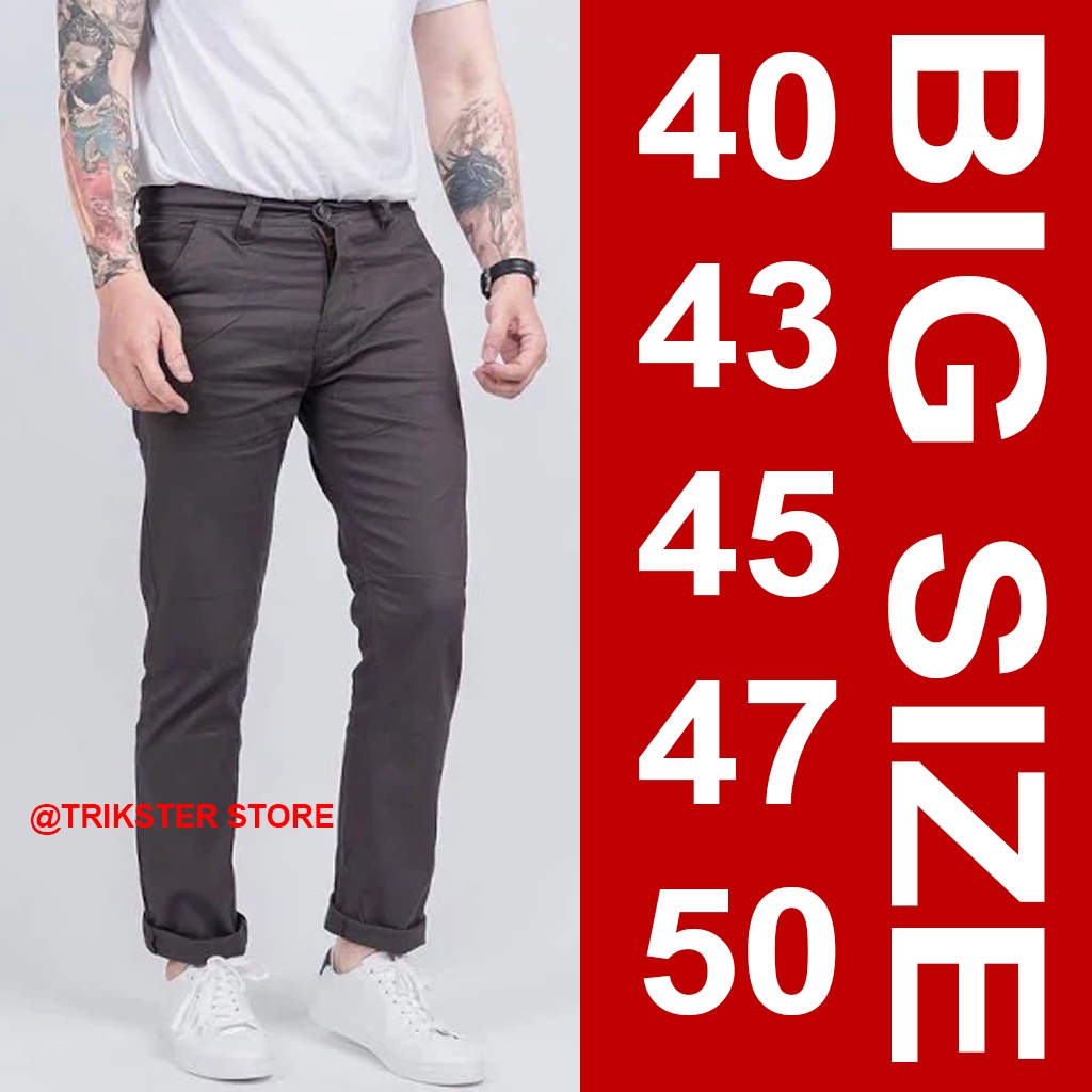 NEW PRODUK Celana Panjang Pria Jumbo 27-44 Chino Reguler Bahan Melar Adem Nyaman Cocok Buat Musim Dingin