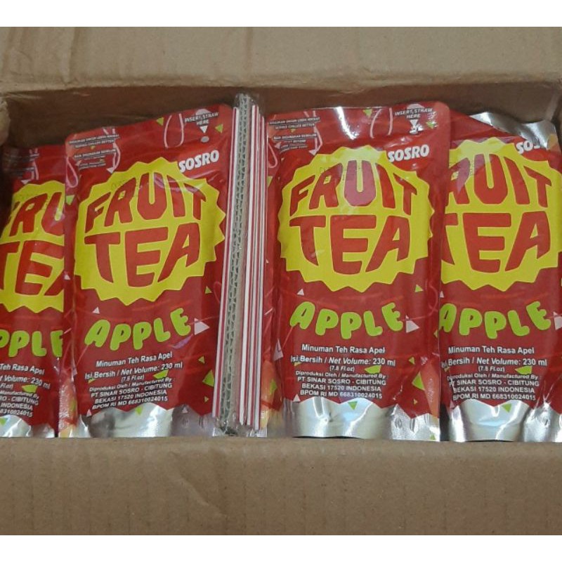 

fruit tea pouch Sosro 230ml isi 24 rasa apel