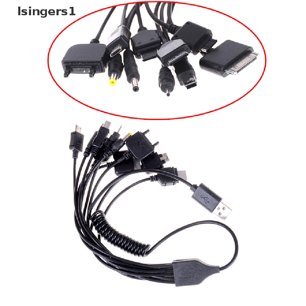 (lsingers1) Kabel Data / Charger USB 10 in 1 Retractable Universal Untuk Handphone