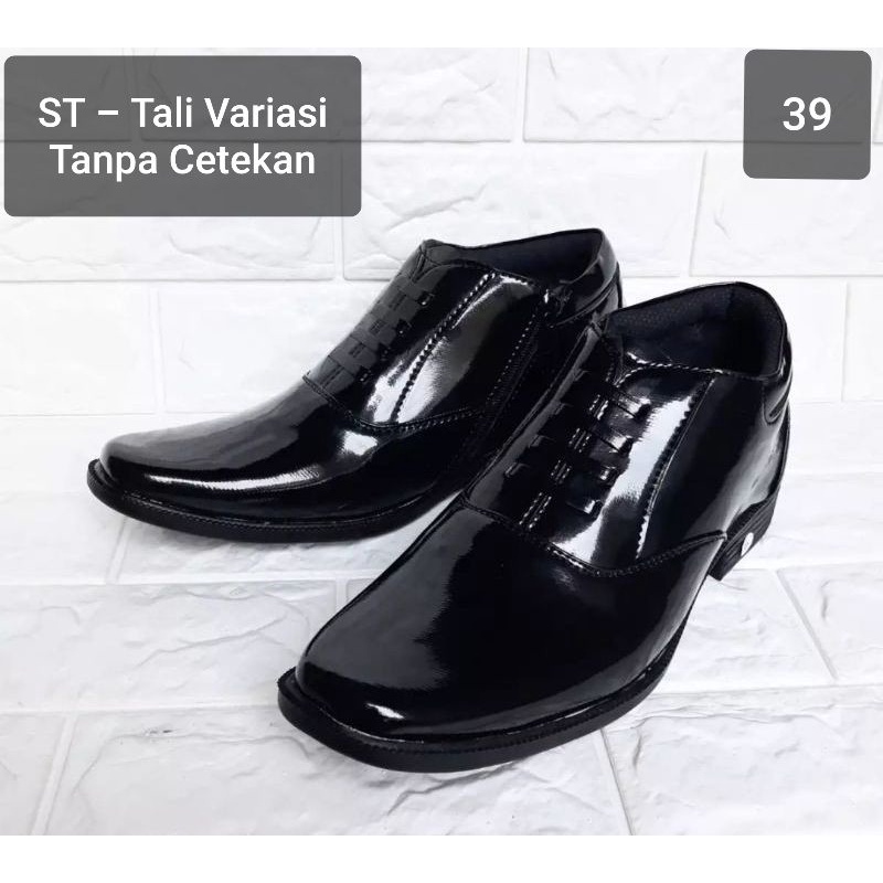 Sepatu PDH PDL Polisi Polri TNI SECURITY SATPOL PP Formal Kilap Pantofel-39  Medium / Stengah