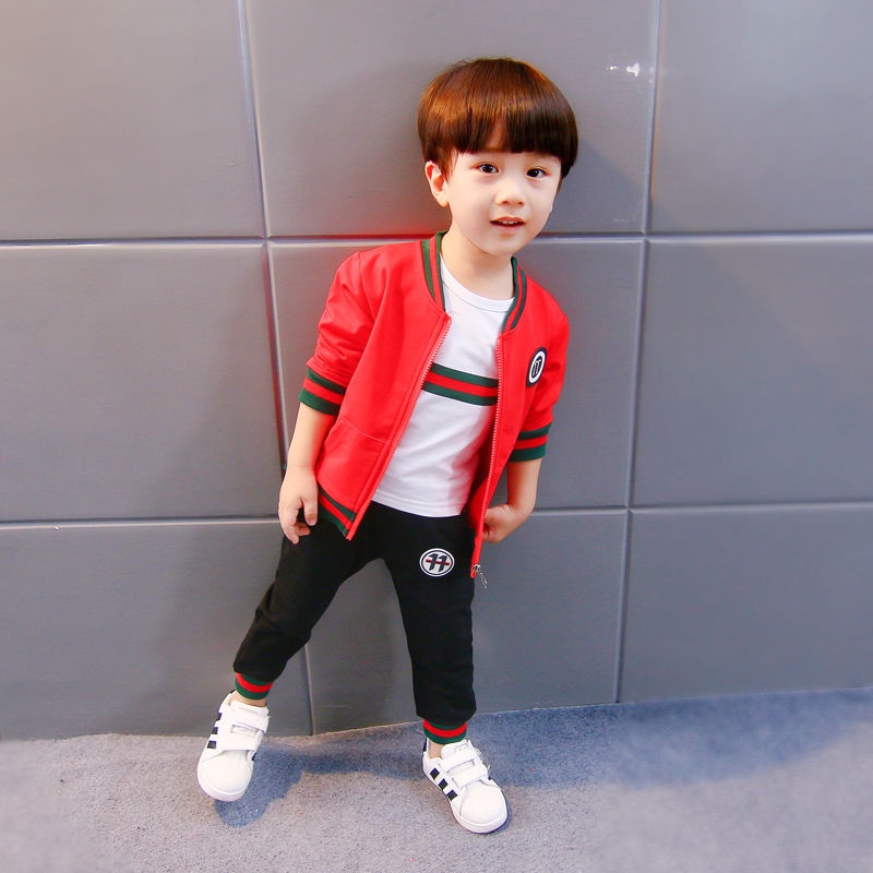 SSL33-Setelan Set 3in1 Anak Laki Laki Tshirt+Celana+Jaket Garis