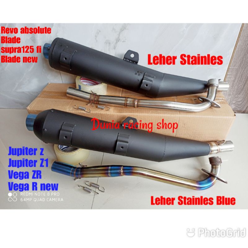 Knalpot Tsukigi Standar Jupiter Z Jupiter Z1 Vega ZR Jupiter robot Vega R Revo absolute Blade Supra 125 Fi Blade new Supra 110 grand Karisma bahan stenlis pelangi Blue