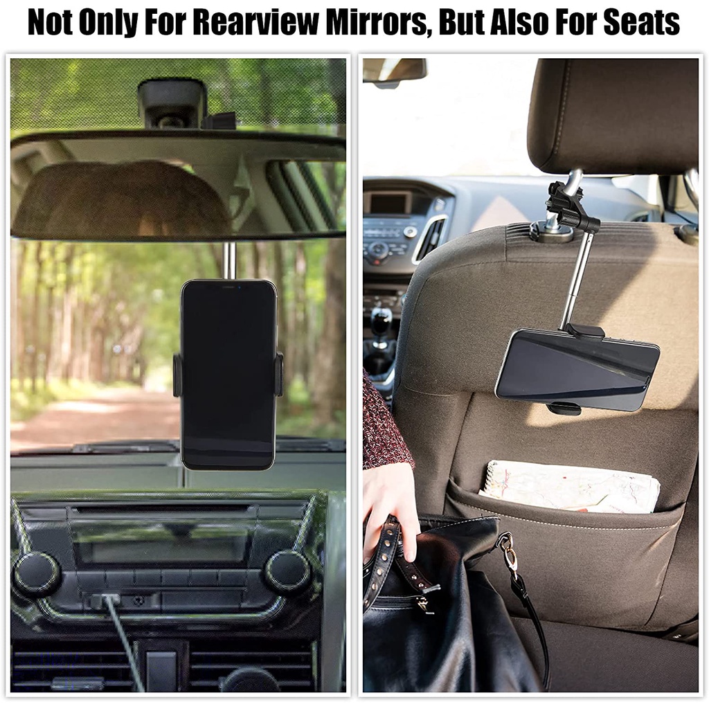 Stand Holder Ponsel Universal Pasang Kaca Spion Mobil Rotasi 360 ° Bisa Dilipat Untuk Iphone / Android