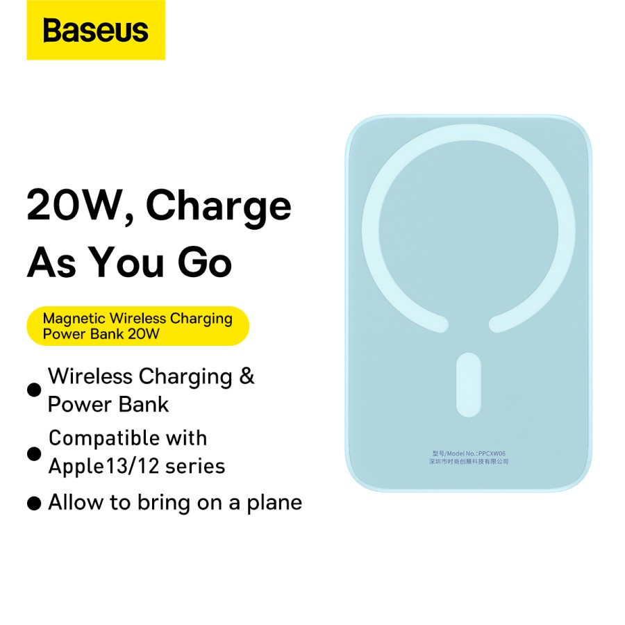 BASEUS WIRELESS POWER BANK MAGNETIC CHARGER 20W FAST CHARGING 6000 MAH